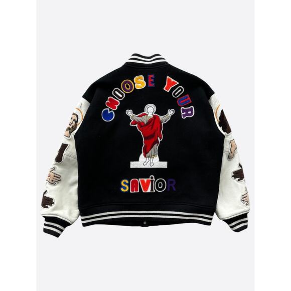 Saint Michael Black & White Embroidered Varsity Jacket - Picture 2 of 5